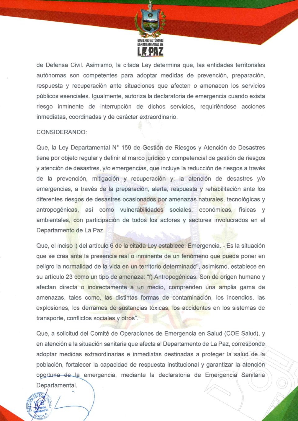 Gobernación declara Emergencia Sanitaria y Humanitaria en La Paz ante impacto de bloqueos