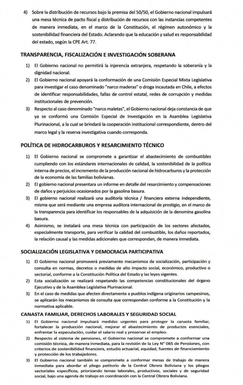 Gobierno y COB firman acuerdo que pone fin a 50 días de bloqueos en el país