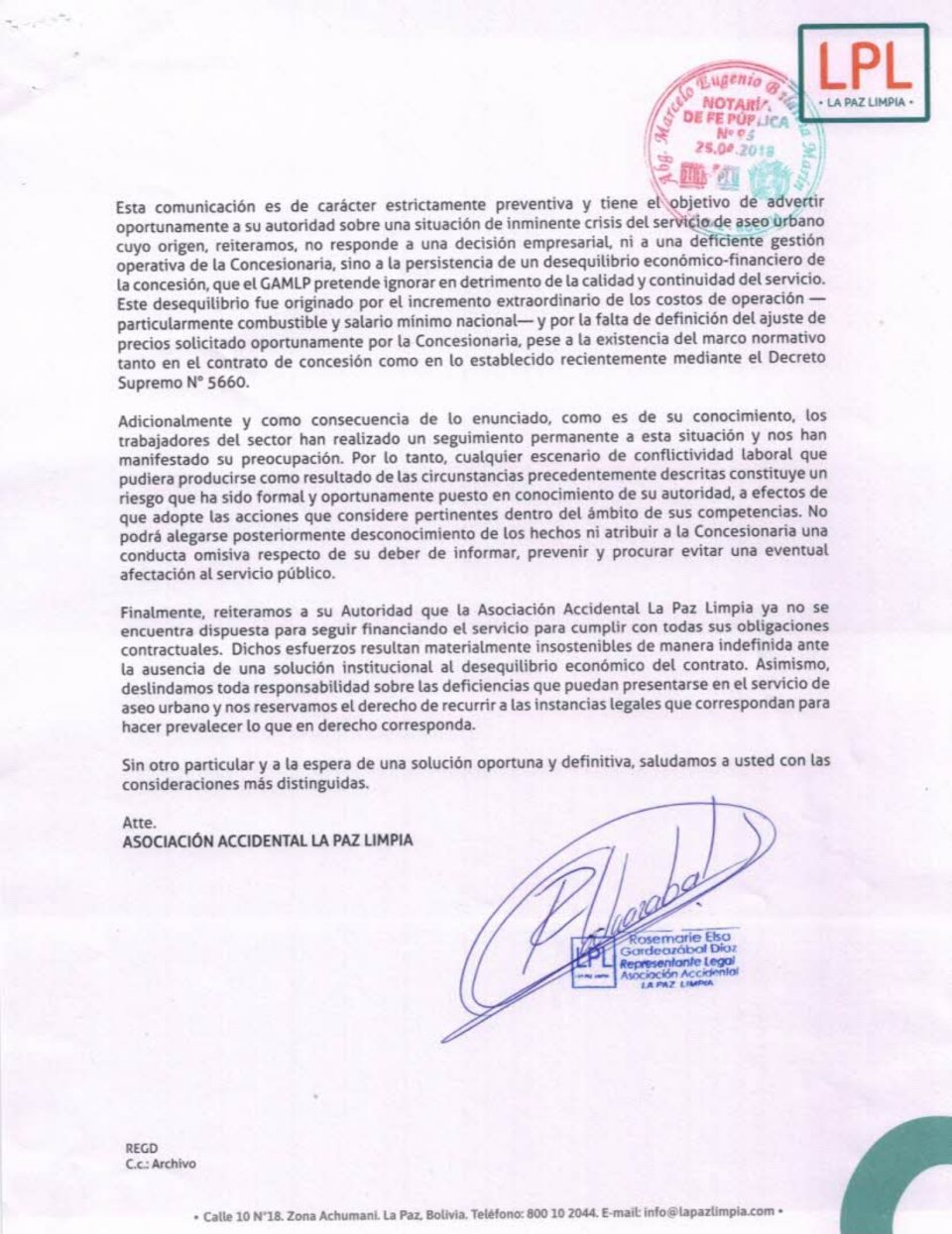 La Paz Limpia advierte una posible crisis y dice que ya no puede seguir financiando el servicio de aseo