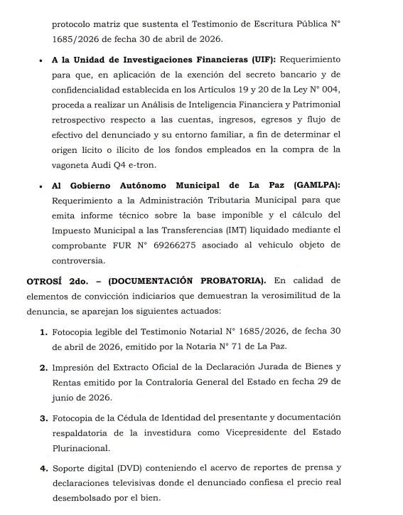 Edmand Lara denuncia a José Gabriel Espinoza por presuntas irregularidades en la compra y declaración de una vagoneta Audi