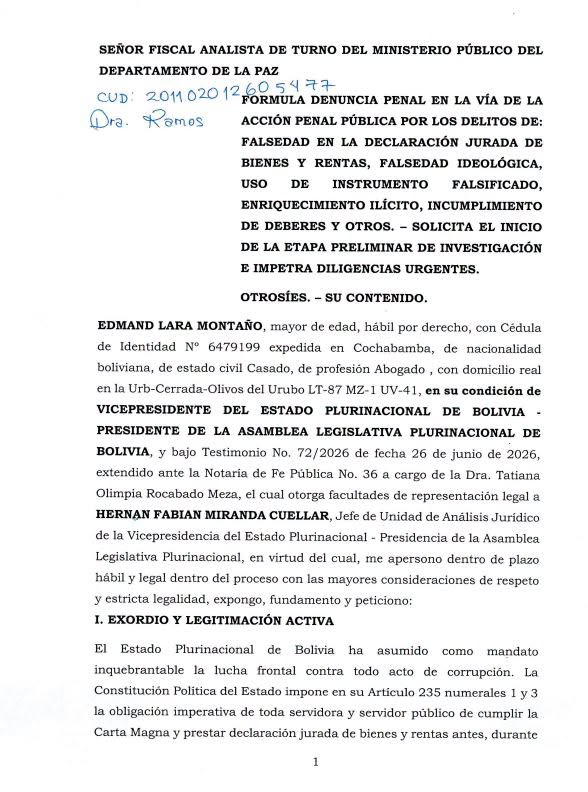 Edmand Lara denuncia a José Gabriel Espinoza por presuntas irregularidades en la compra y declaración de una vagoneta Audi